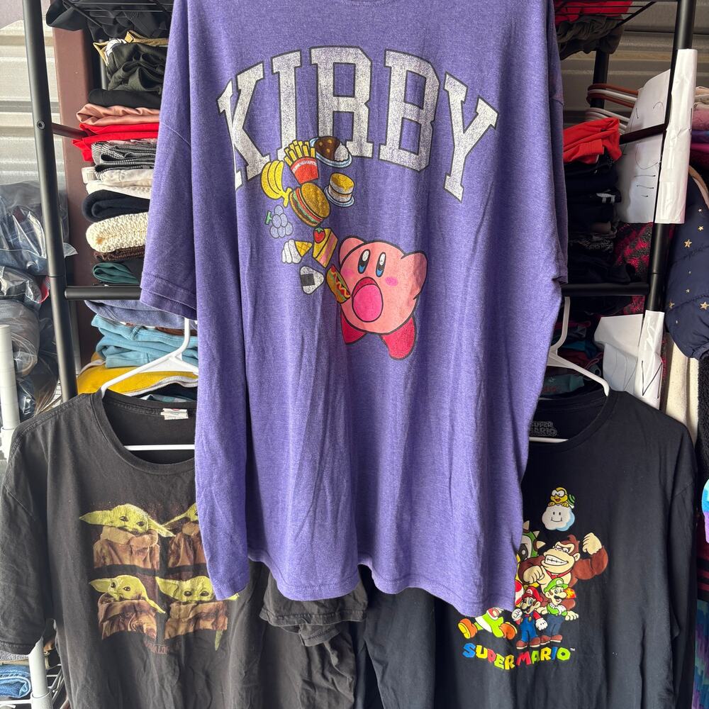 Mens 2XL Graphic Tee Bundle Lot 3 Kirby Super Mario Mandalorian Nintendo